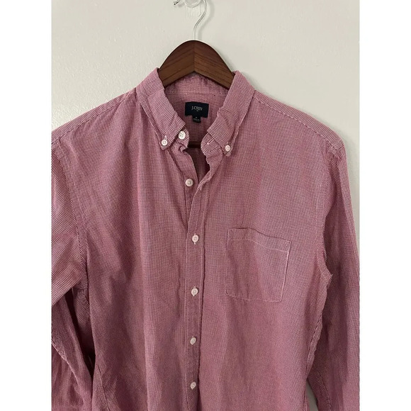 J. Crew Gingham Red Plaid Shirt Men's Medium - Picture 2 of 3